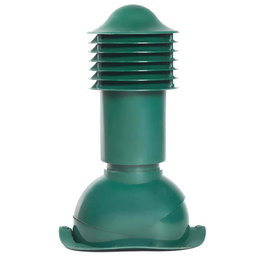 Труба вентиляционная VIOTTO d150мм h650мм для металлочерепицы RAL6005 зеленый мох утепленная вид сбоку