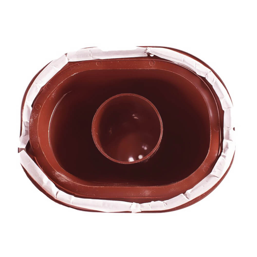 Труба вентиляционная VIOTTO d110мм h550мм для металлочерепицы RAL3005 красное вино вид снизу