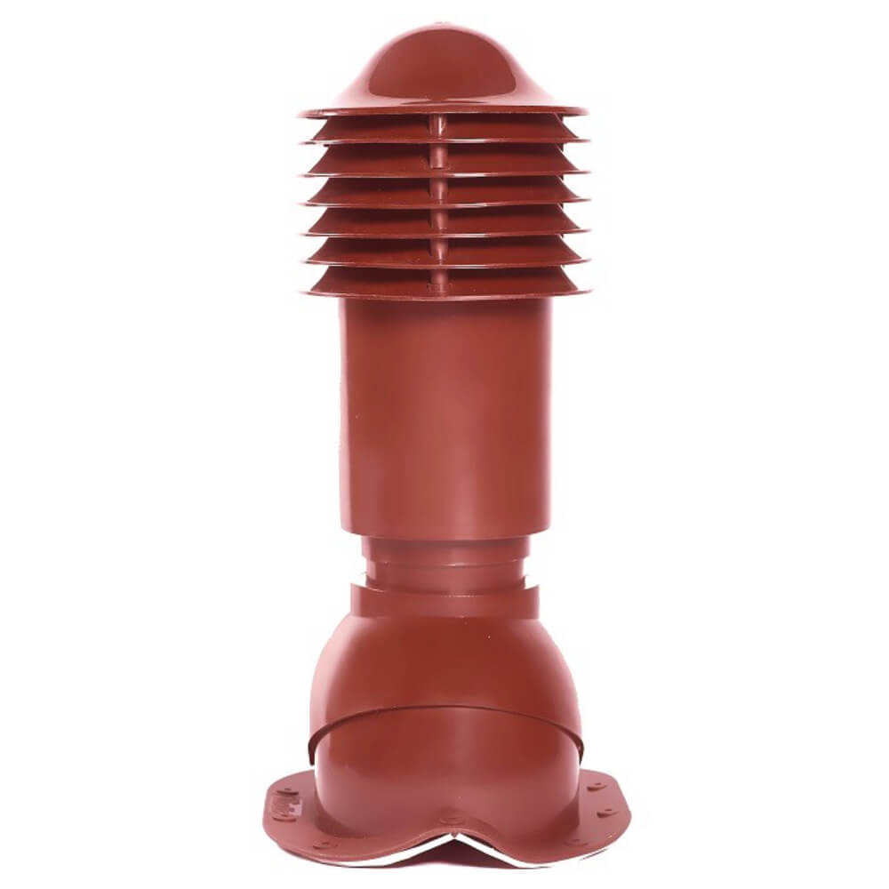 Труба вентиляционная VIOTTO d110мм h550мм для металлочерепицы RAL3005 красное вино вид спереди