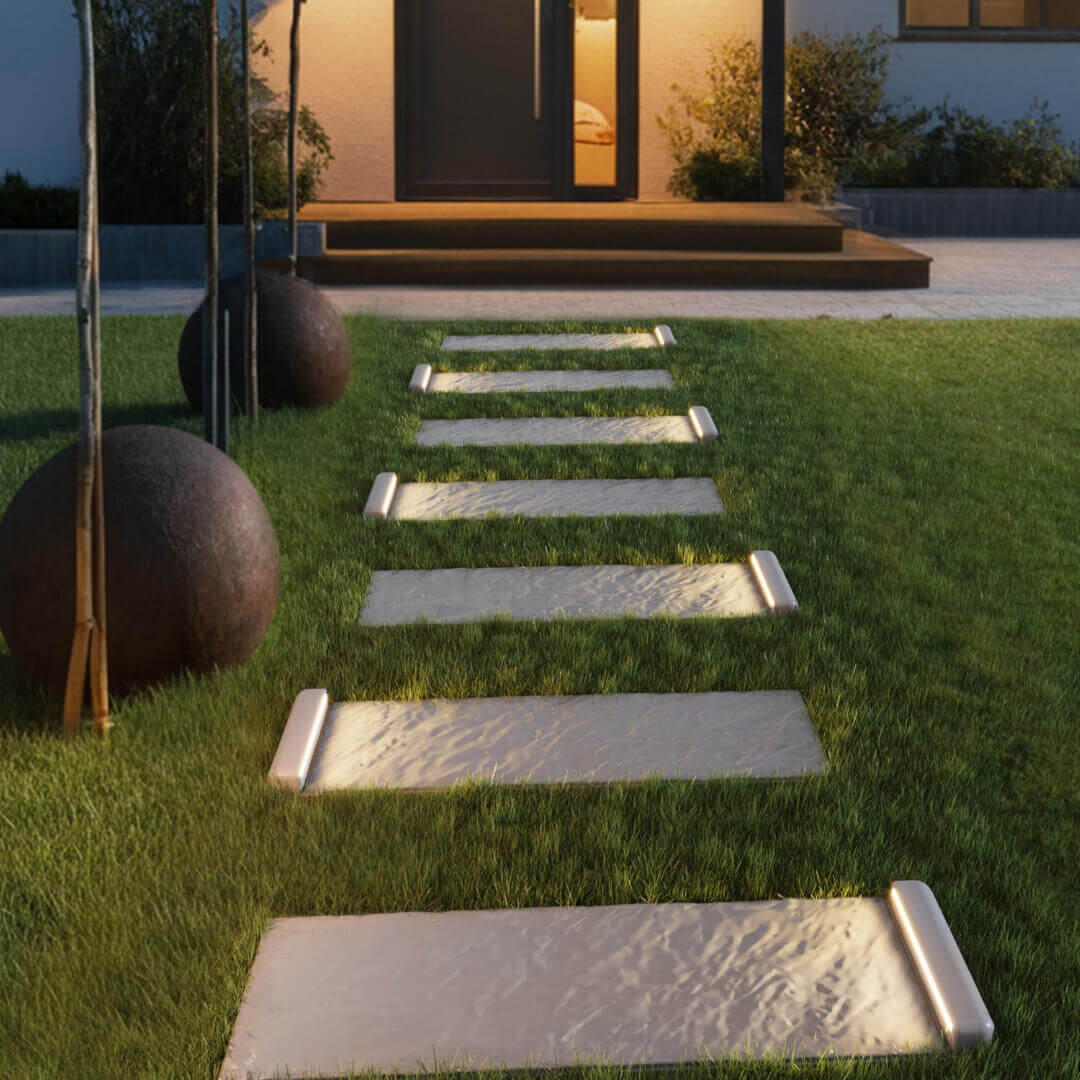 Подсветка для шаговой плиты STONE Серая Галька 990мм на 330мм на объекте фото 2