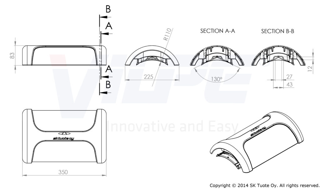 733918 Коньковый вентиль для металлической кровли PELTI KTV/HARJA (красный) чертеж