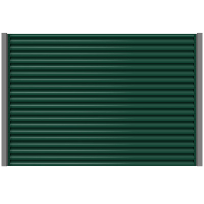 Секция забора жалюзи RAL6005/6005 Зеленый Мох 2-х сторонняя с металлическими столбами анфас