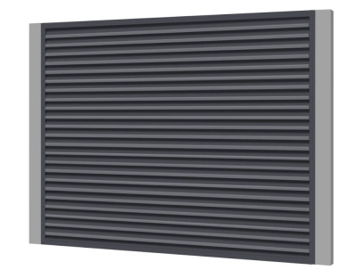 Секция забора жалюзи из ламелей жалюзи ЭКО-Z RAL7024 Серый Графит с металлическими столбами