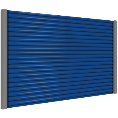Секция забора жалюзи из ламелей еврожалюзи RAL5005 Синий Сигнал с металлическими столбами