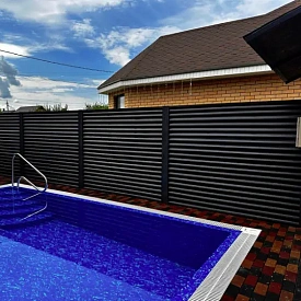 Забор Еврожалюзи Черное Дерево 3D Принтек двусторонний